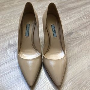 Prada Saffiano textured patent leather pumps